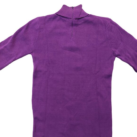Pure Vintage 1940s-1950s Purple Long Sleeve Knit Turtleneck Sweater - Picture 8 of 11